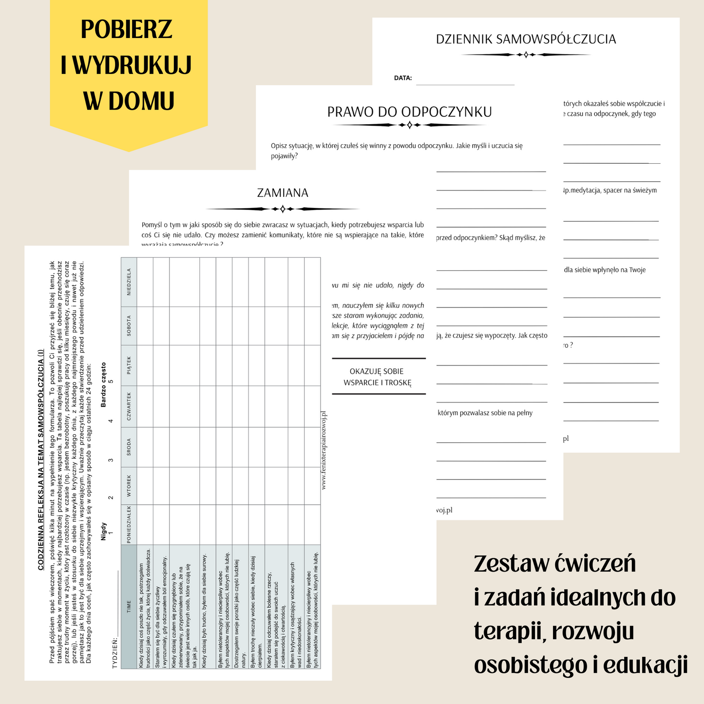 SAMOWSPÓŁCZUCIE - arkusze do samodzielnego wydruku