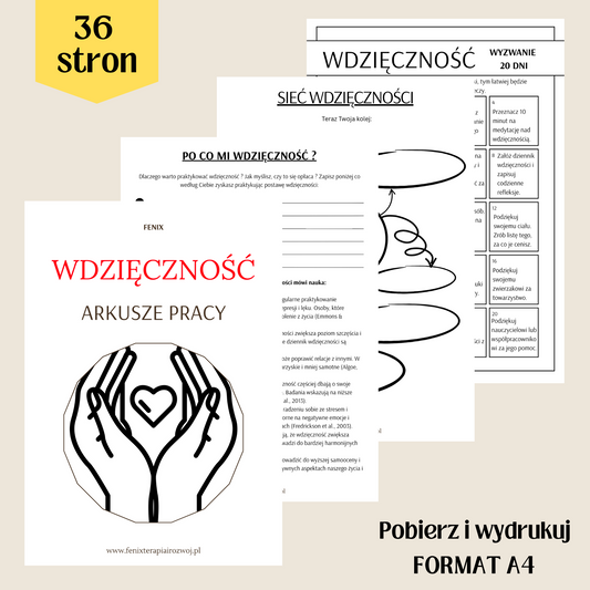 WDZIĘCZNOŚĆ - arkusze pracy do samodzielnego wydruku